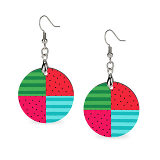 Melon Mosaic Wooden Earrings