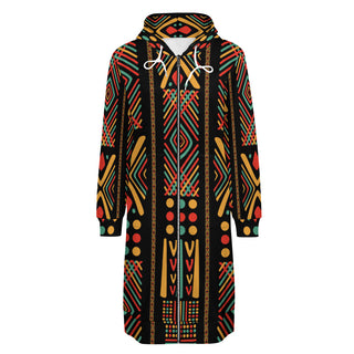 AfroGreo zip-up long hoodie for women