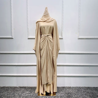 3 Piece Linen Blend Abaya Set
