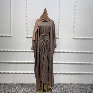 3 Piece Linen Blend Abaya Set