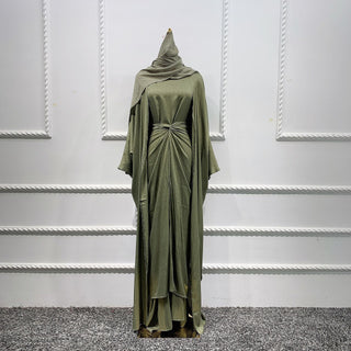 3 Piece Linen Blend Abaya Set