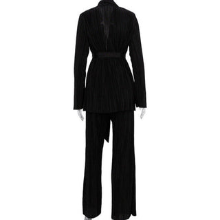 Pleated Split Sleeved Cardigan & Loose Pants Set