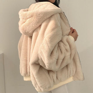 oversize fleece hooded jacket