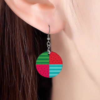 Melon Mosaic Wooden Earrings