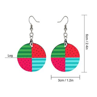Melon Mosaic Wooden Earrings