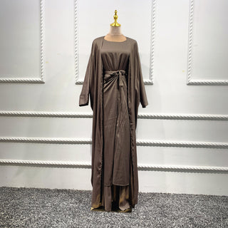 3 Piece Linen Blend Abaya Set