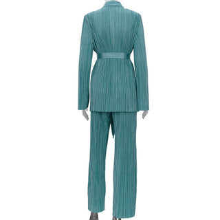Pleated Split Sleeved Cardigan & Loose Pants Set