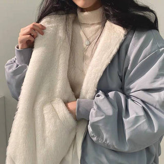 Oversized reversible fleece jacket with hood