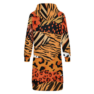 Feline Fury Zip-up Long Hoodie for women