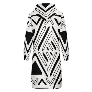 Black and white zip-up long hoodie