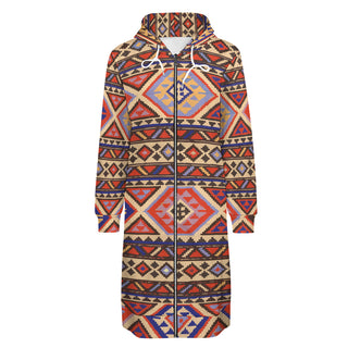 red blue long hoodie