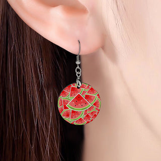 Watermelon Whisper Wooden Earrings