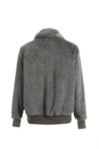 grey faux fur jacket