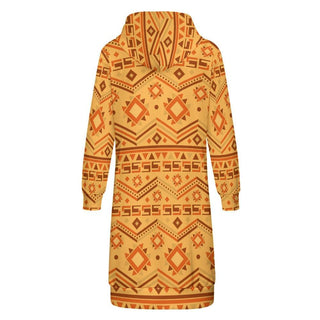 African Geometry yellow color Long Hoodie for women