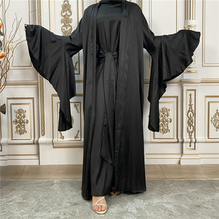 Two piece satin Abaya set