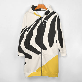 Zebra Print Zip-up long Hoodie for women