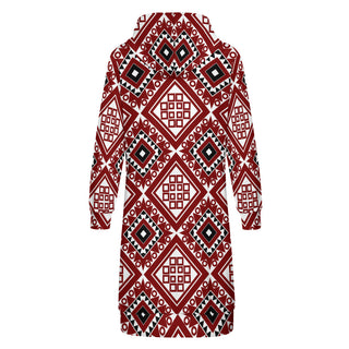 Tribal print long Hoodie for women with zipper