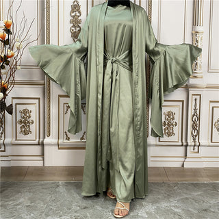 Two piece satin Abaya set