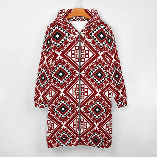 red, black, and white color Tribal print Hoodie for women