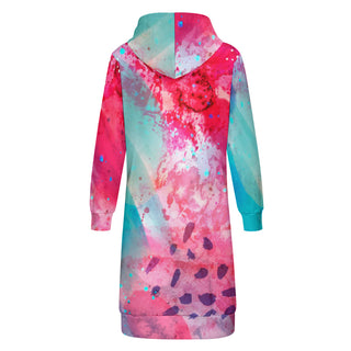 Pink and Blued Color Fusion Hoodie For Women