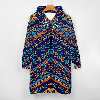 Sunset Shapes Full print Zip-up long Hoodie for women